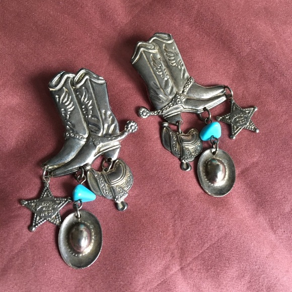 SOLD Boot Scoot N’Boogie Vtg. Western Earrings - Picture 2 of 3